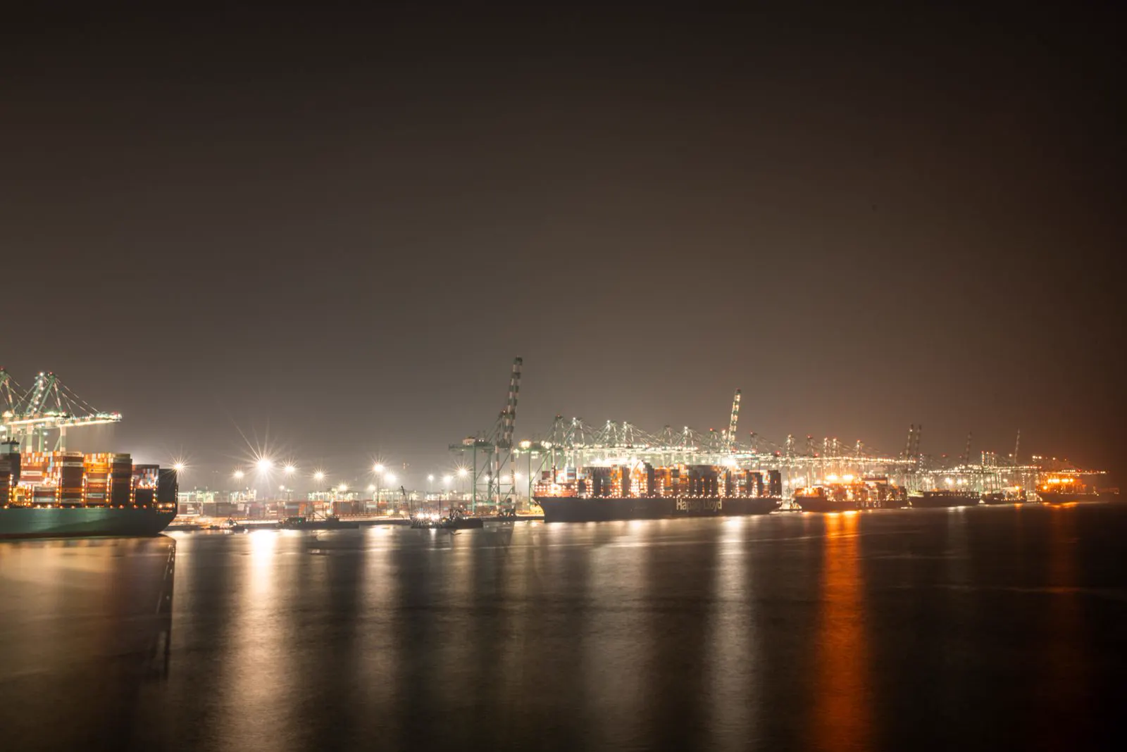Container port at night